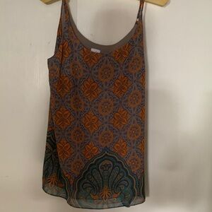 CAbi Orange and Gray Patterned Camisole